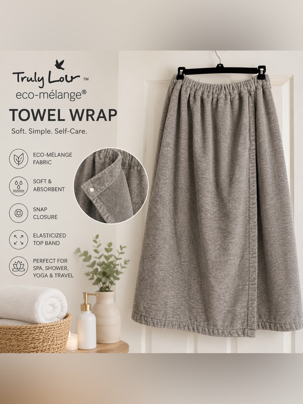 TRULY Eco-Mélange Gray Towel Wrap Skirt